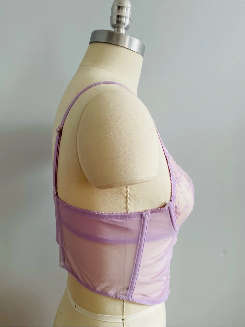 Adore Me Avara Lace Bustier Corset Sheer Camisole- Lavender- Size 36A- NWT